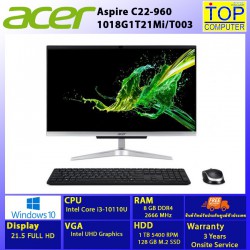 ACER ASPIRE C22-960-1018G1T21MI/T003/I3-10110U/8 GB/1TB HDD/128 SSD/21.5 FHD/INTEGRATED/WIN10/BY TOP COMPUTER