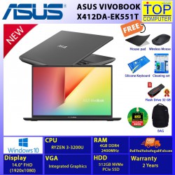 ASUS VIVOBOOK X412DA-EK551T/RYZEN 3/4 GB/512GB SSD/14 FHD/INTEGRATED/WIN10/BY TOP COMPUTER