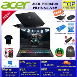 ACER PREDATOR PH315-53-728M/I7-10750H/32GB/1TB SSD/15.6 FHD/RTX2070/WIN10/BY TOP COMPUTER