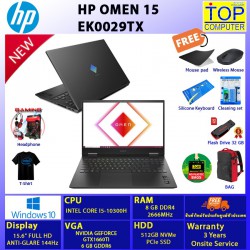 HP OMEN 15 EK0029TK/I5-10300H/8 GB/SSD 512GB/15.6 FHD/GTX1660Ti/WIN10/BY TOP COMPUTER
