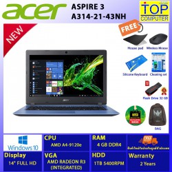 ACER ASPIRE 3 A314-21-43NH/A4-9120E/4GB/HDD 1TB/14 FHD/INTEGRATED/WIN10/BY TOP COMPUTER
