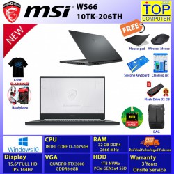 MSI WS66 10TK-206TH/I7-10750H/RAM 32 BG/1TB SSD/15.6"FHD/RTX3000/WINDOWS HOME 10 /BY TOP COMPUTER