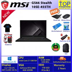 MSI GS66 Stealth 10SE-455TH/I7-10875H/16 GB/ 1 TB SSD/15.6 FHD/RTX2060/WIN10/BY TOP COMPUTER