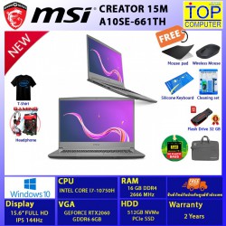 MSI CREATOR 15M A10SD-661TH / I7-10750H / RAM 8 GB / SSD 512 GB / 15.6 / RTX 2060 / WINDOWS 10 HOME / BY TOP COMPUTER